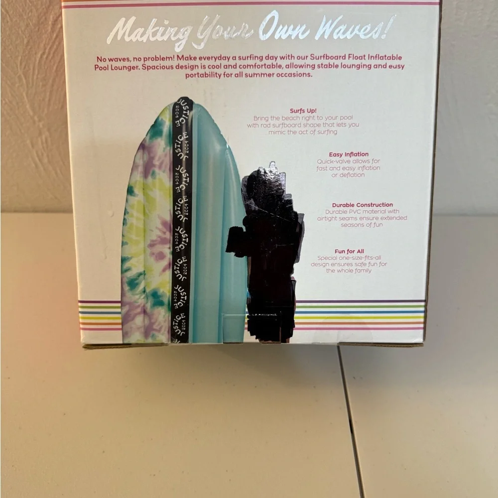 Justice Quick-Valve Inflatable Surfboard.  (I blackened out the too young girl)